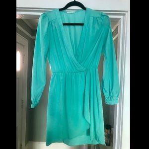 Teal faux wrap dress